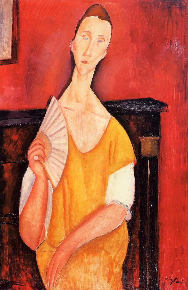 Woman with a Fan (Lunia Czechowska), 1919 by Amedeo Modigliani