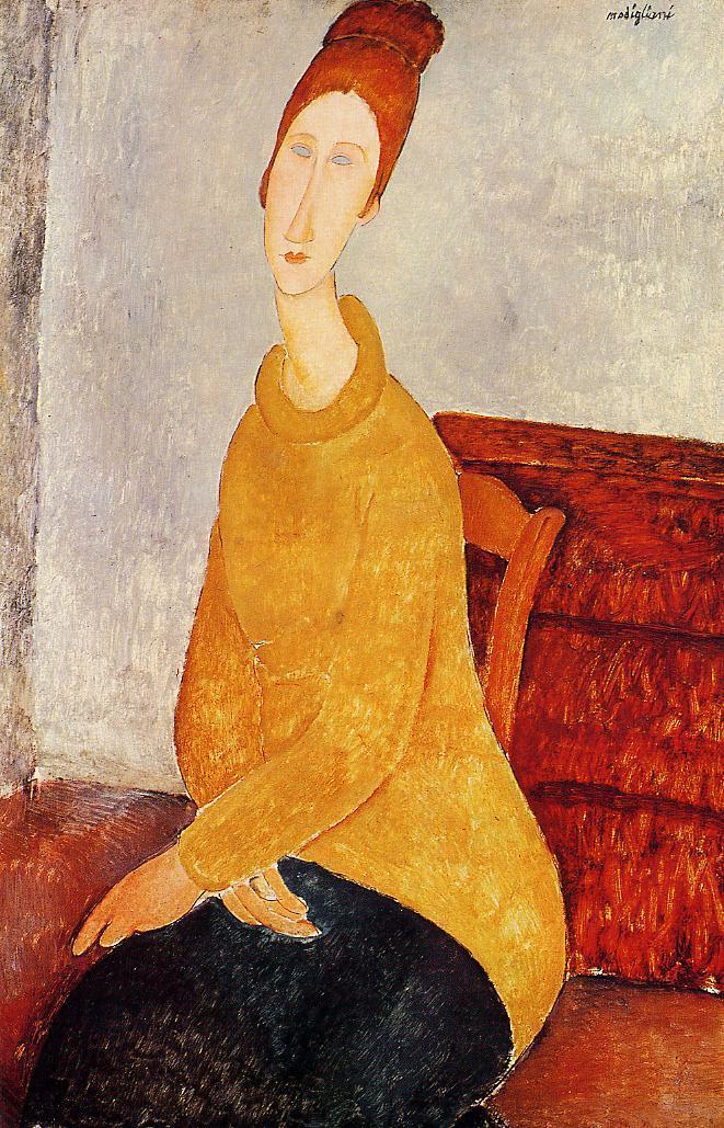 Yellow Sweater (aka Portrait of Jeanne Hebuterne) by Amedeo Modigliani